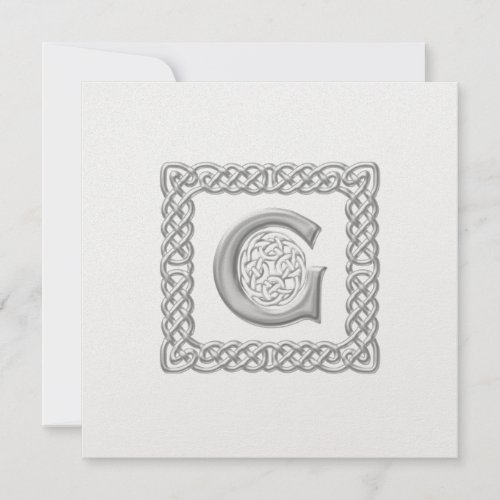 Metallic Wedding Invitation Celtic Monogram G