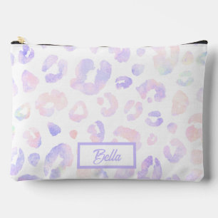 Metallic White Leopard Pattern Accessory Pouch