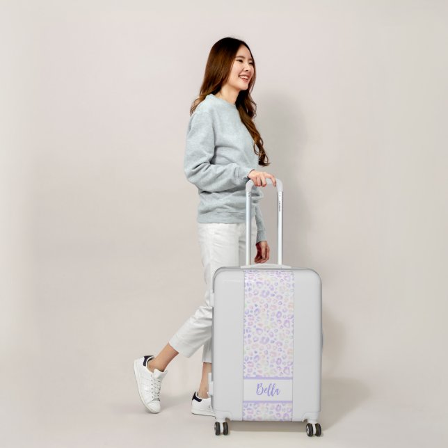 Metallic White Leopard Pattern Luggage (Scale)
