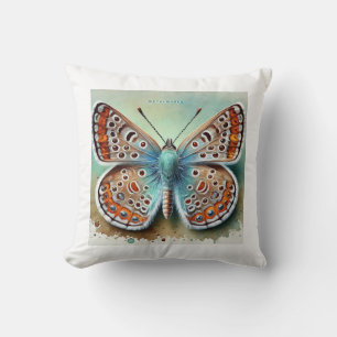 Metalmarks butterfly 040924IREF236 - Watercolor Throw Pillow