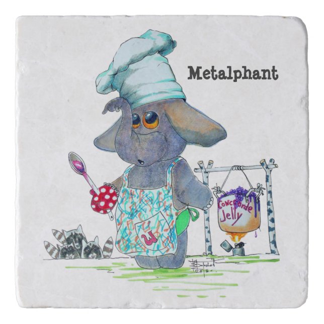 Metalphant Chef Marble or Travertine Trivet (Front)
