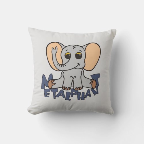 Metalphant Elephant  Pastel _ Grey Throw Pillow