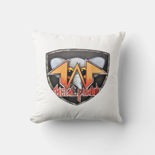 Metalphant Emblem Throw Pillow - white (Front)