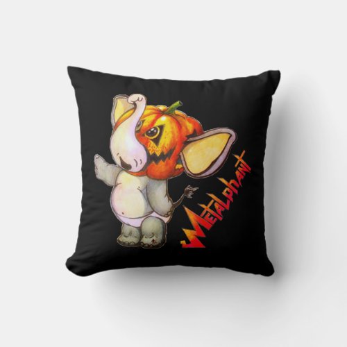 Metalphant Pumpkin Throw Pillow