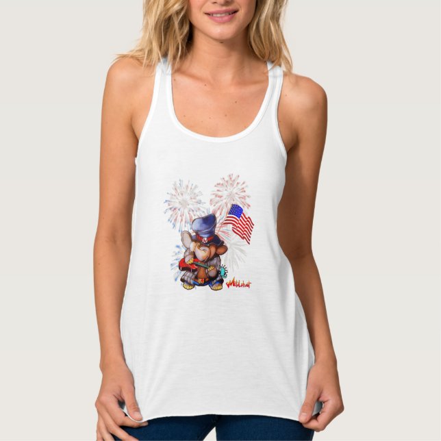 Metalphant USA Flag Women’s Flowy Racerback Tank Top (Front)