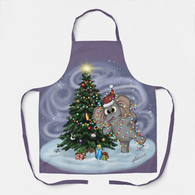 Metalphant Wilbur in Lights All Over Print Apron (Front)