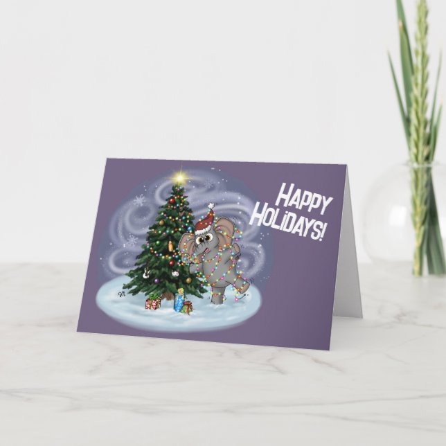 Metalphant Wilbur in Lights Holiday Card (Front)