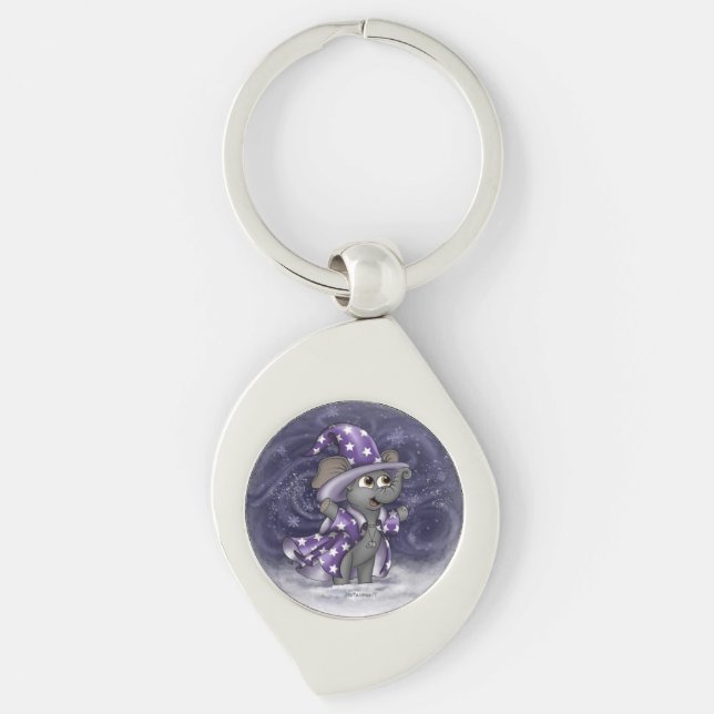 Metalphant Wilbur in Winter Metal Keychain (Front)