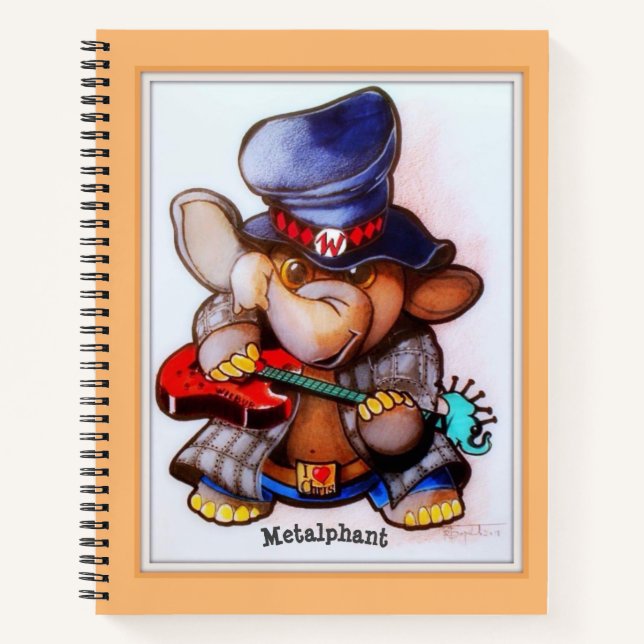 Metalphant with Guitar Art Spiral Notebook (Front)