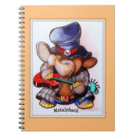 Metalphant with Guitar Art Spiral Notebook - small