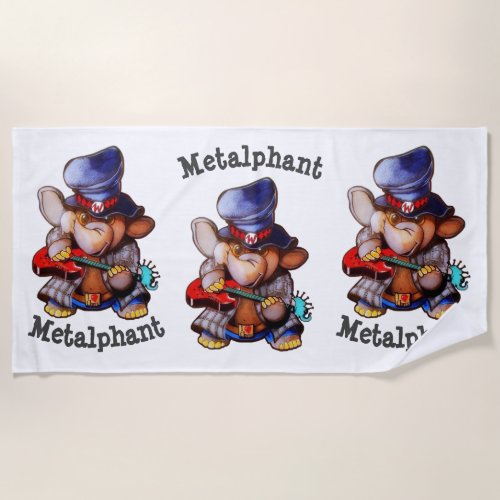 Metalphant with Guitar Beach Towel _ Multi Image