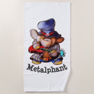 Metalphant with Guitar Beach Towel - Single Image