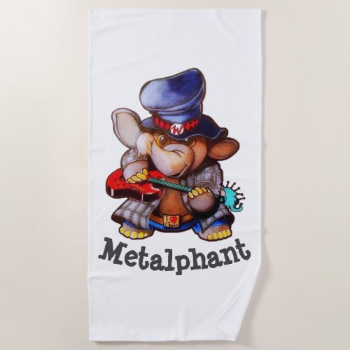 Metalphant with Guitar Beach Towel _ Single Image