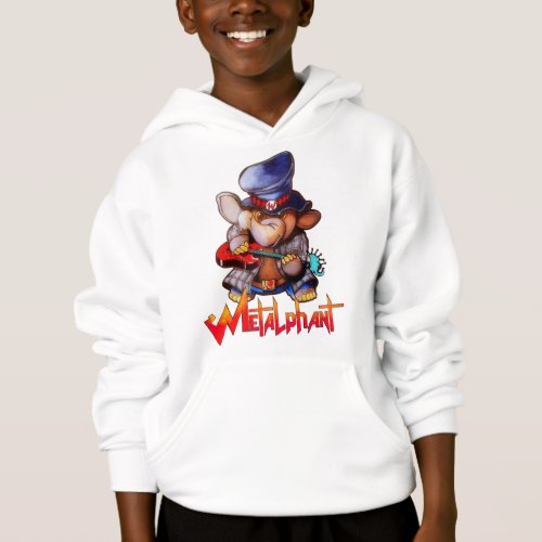 Metalphant with Guitar Kids Pullover Hoodie