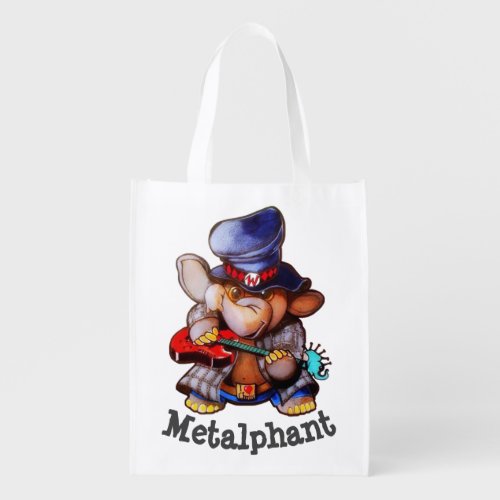 Metalphant with Guitar Reusable Grocery Bag