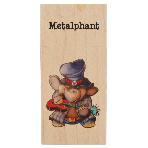 Metalphant with Guitar Wooden USB Flash Drive