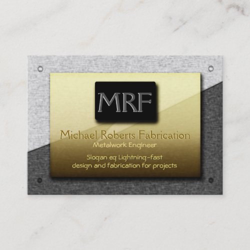 Metalwork Engineer Monogram _ gold on steel Business Card