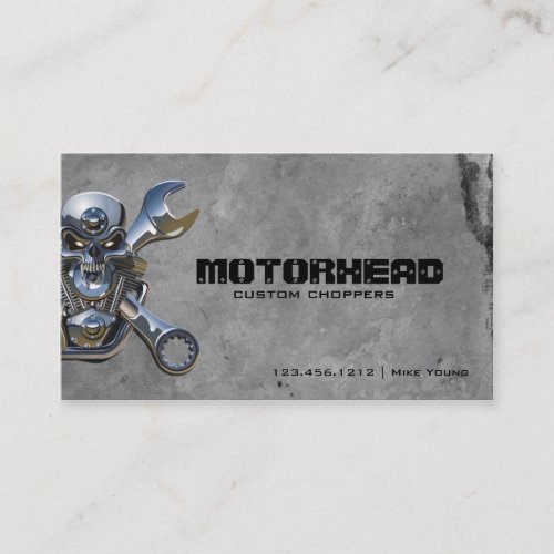 Metalwork Skull and Wrench Business Cards