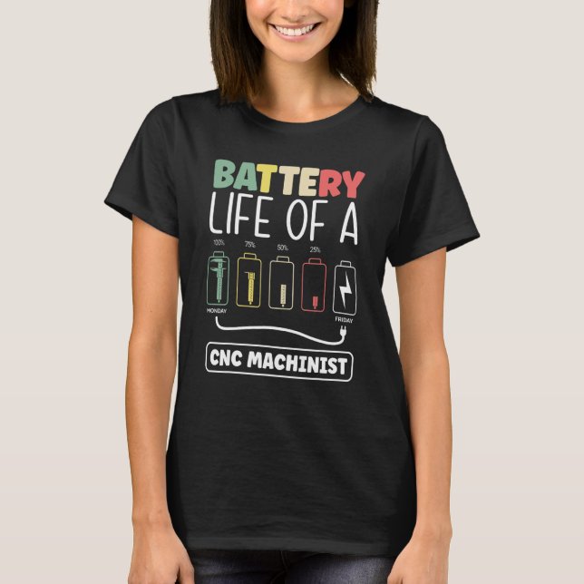 Metalworker Machining Battery Life Of A Cnc Machin T-Shirt (Front)