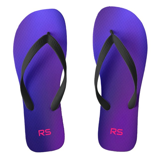 Metamorphosis 2 Blue Elegance  Initial Monogram Flip Flops (Footbed)