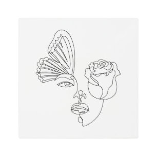 Metamorphosis – Abstract Butterfly & Rose Line Art