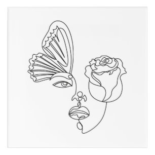 Metamorphosis – Abstract Butterfly & Rose Line Art