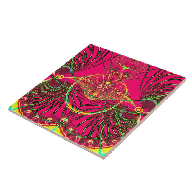 Metamorphosis Emerging from the Cocoon Fractal Ceramic Tile (Side)