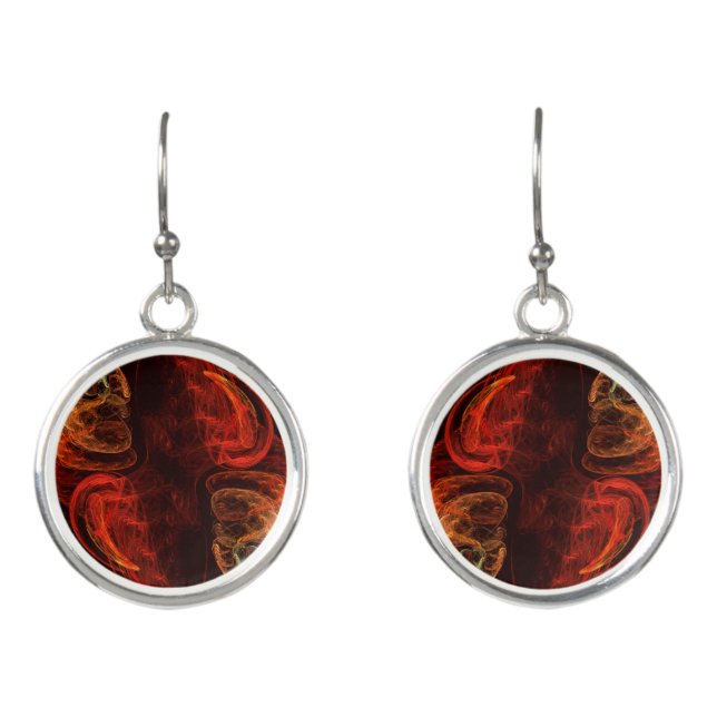 Metamorphosis Energy Modern Abstract Fractal Art Earrings (Front)