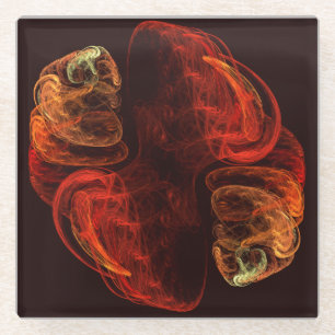 Metamorphosis Energy Modern Abstract Fractal Art Glass Coaster
