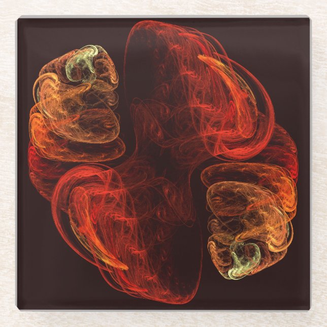 Metamorphosis Energy Modern Abstract Fractal Art Glass Coaster (Front)