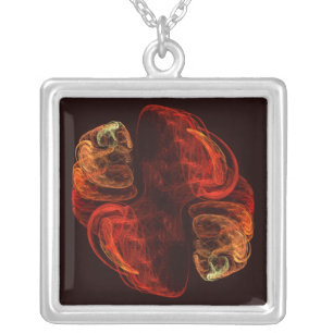Metamorphosis Energy Modern Abstract Fractal Art Silver Plated Necklace