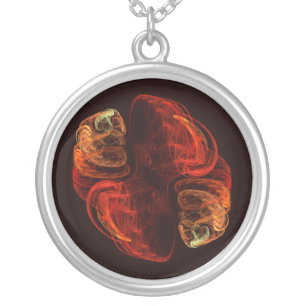 Metamorphosis Energy Modern Abstract Fractal Art Silver Plated Necklace