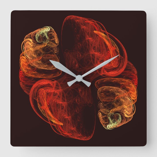 Metamorphosis Energy Modern Abstract Fractal Art Square Wall Clock (Front)