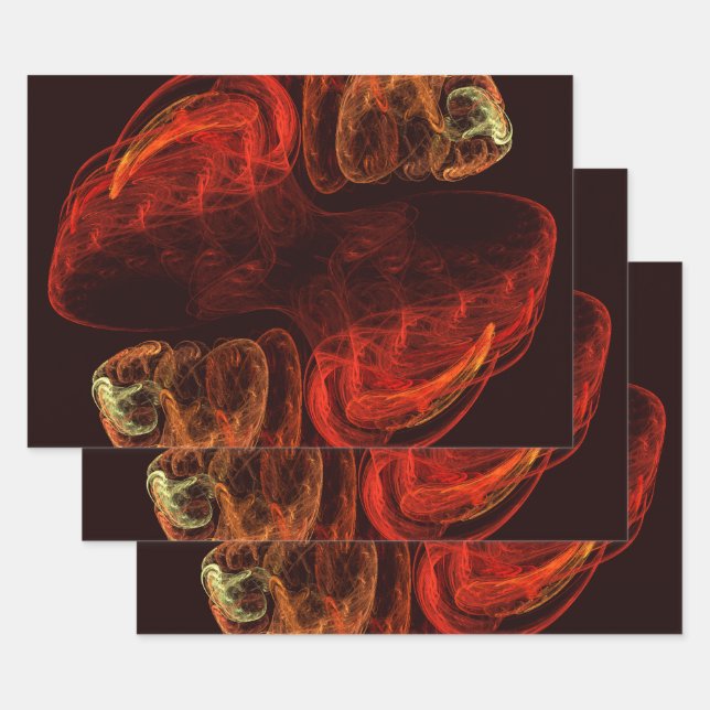 Metamorphosis Energy Modern Abstract Fractal Art Wrapping Paper Sheets (Set)