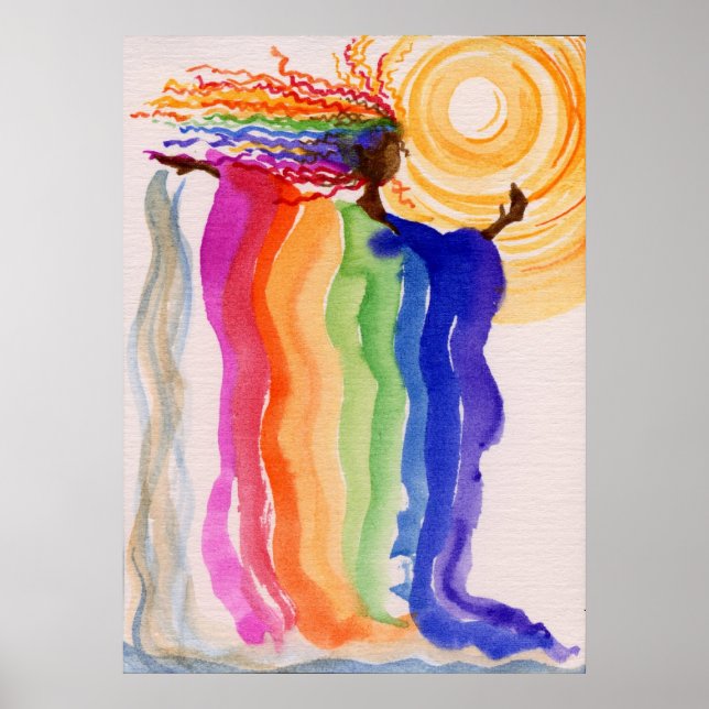 Metamorphosis Rainbow Woman Watercolor Painting Poster (Front)