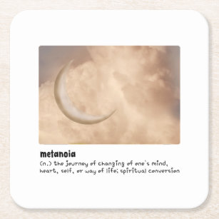 Metanoia, Dictionary, Typography, Spiritual, Text  Square Paper Coaster