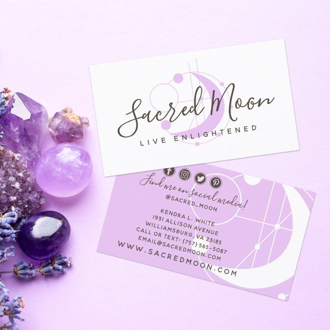 Metaphysical Moon Minimalist Purple Social Media Business Card (Creator Uploaded)