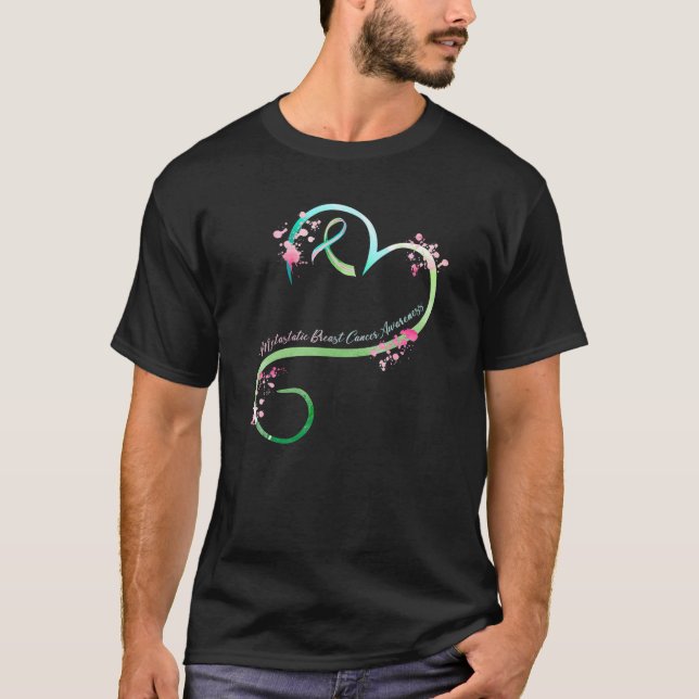 Metastatic Breast Cancer Awareness Heart Gifts T-Shirt (Front)