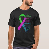 Metastatic Breast Cancer Awareness Heart Ribbon Gr T-Shirt