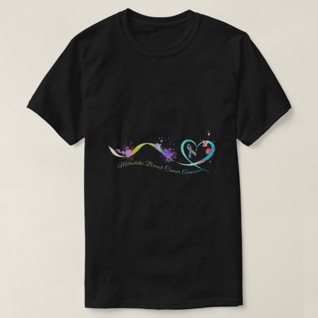 Metastatic Breast Cancer Awareness Heart Ribbon Me T-Shirt (Design Front)