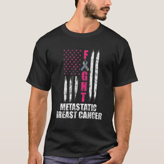metastatic breast cancer awareness pink flag T-Shirt (Front)