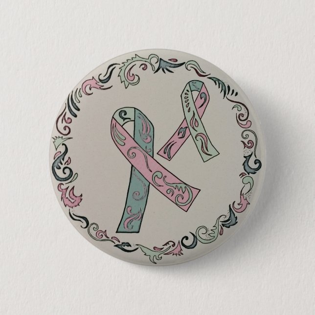Metastatic Breast Cancer Awareness Ribbons Pinback Button (Front)