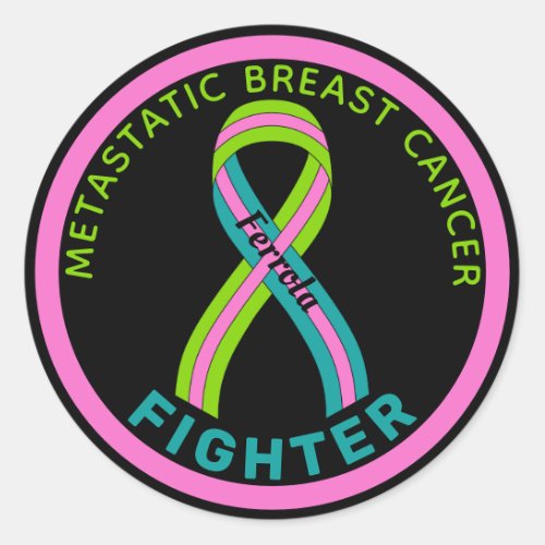 Metastatic Breast Cancer Fighter Black Classic Round Sticker
