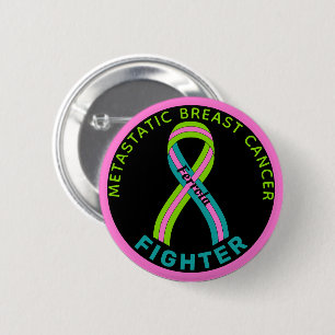 Metastatic Breast Cancer Fighter Ribbon Black Button