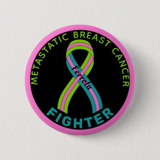 Metastatic Breast Cancer Fighter Ribbon Black Button