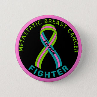 Metastatic Breast Cancer Fighter Ribbon Black Button