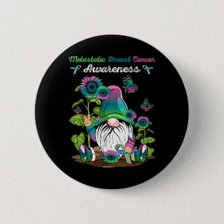 Metastatic Breast Cancer Gnome With Green Teal nk Button