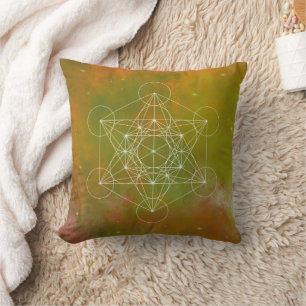 Metatron, chakra, zen, sacred geometry, angel throw pillow