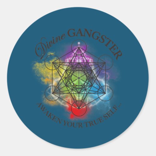 Metatron Cube Divines Gangster Spiritual Yoga  Classic Round Sticker