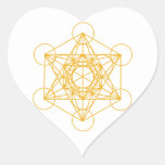 Metatron Cube Gold Heart Sticker at Zazzle